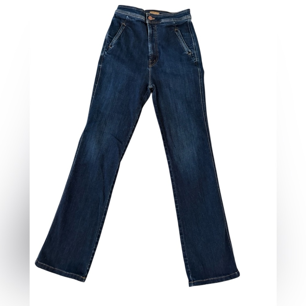 MOTHER HW Smokin Double Welt Heel Dark Blue Flare High-Rise Jeans